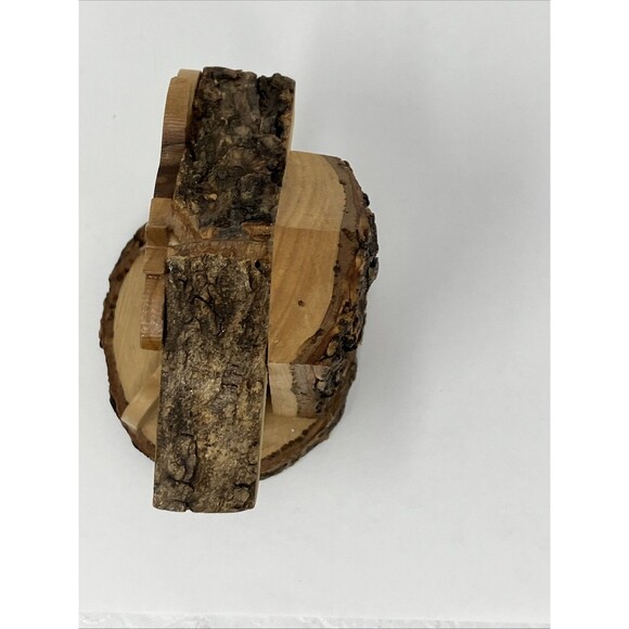 Carved Wood Nativity Scene Bethlehem Palm Tree Crèche ~4x3” Christmas Mini Tiki - Picture 8 of 9